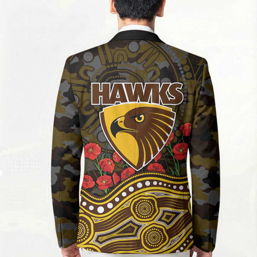 Hawthorn Hawks ANZAC Day Blazer Indigenous Dot Art with Poppy Flower Tribute