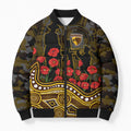 Hawthorn Hawks ANZAC Day Bomber Puffer Jacket Indigenous Dot Art with Poppy Flower Tribute