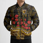Hawthorn Hawks ANZAC Day Bomber Puffer Jacket Indigenous Dot Art with Poppy Flower Tribute