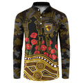 Hawthorn Hawks ANZAC Day Button Sweatshirt Indigenous Dot Art with Poppy Flower Tribute
