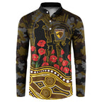 Hawthorn Hawks ANZAC Day Button Sweatshirt Indigenous Dot Art with Poppy Flower Tribute
