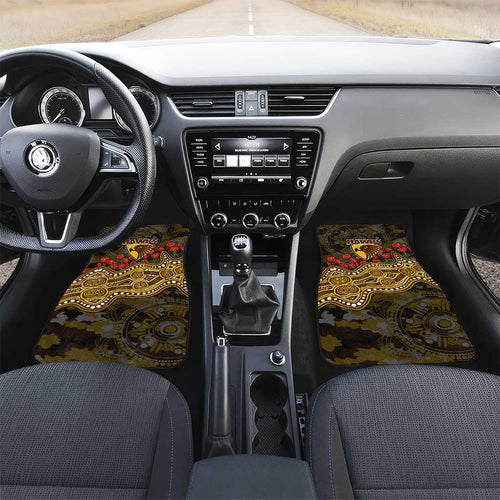 Hawthorn Hawks ANZAC Day Car Mats Indigenous Dot Art with Poppy Flower Tribute