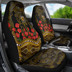 Hawthorn Hawks ANZAC Day Car Seat Cover Indigenous Dot Art with Poppy Flower Tribute
