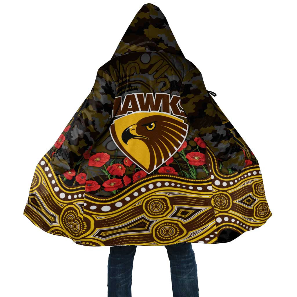 Hawthorn Hawks ANZAC Day Cloak Indigenous Dot Art with Poppy Flower Tribute