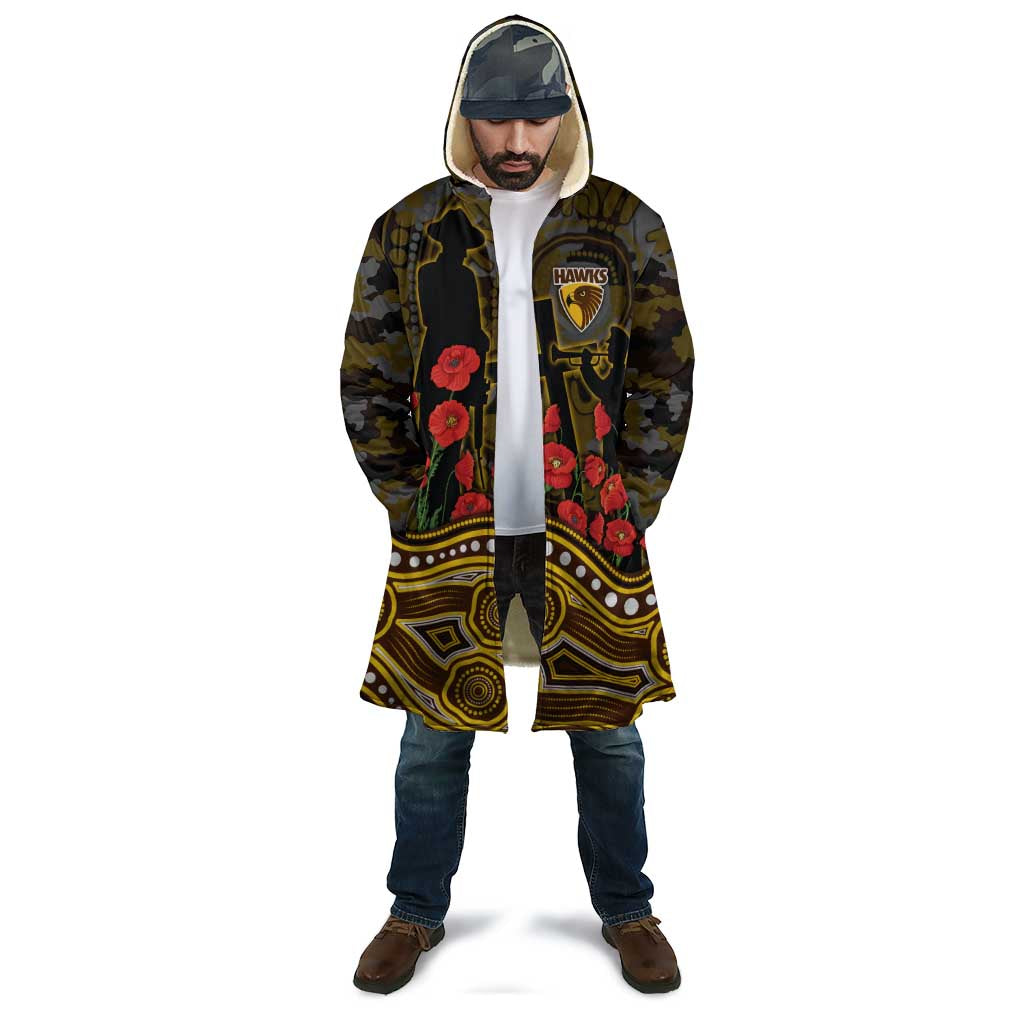 Hawthorn Hawks ANZAC Day Cloak Indigenous Dot Art with Poppy Flower Tribute