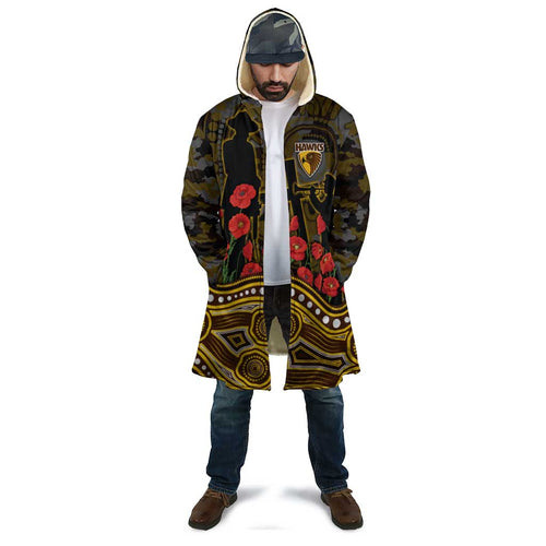 Hawthorn Hawks ANZAC Day Cloak Indigenous Dot Art with Poppy Flower Tribute