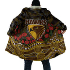 Hawthorn Hawks ANZAC Day Cloak Indigenous Dot Art with Poppy Flower Tribute