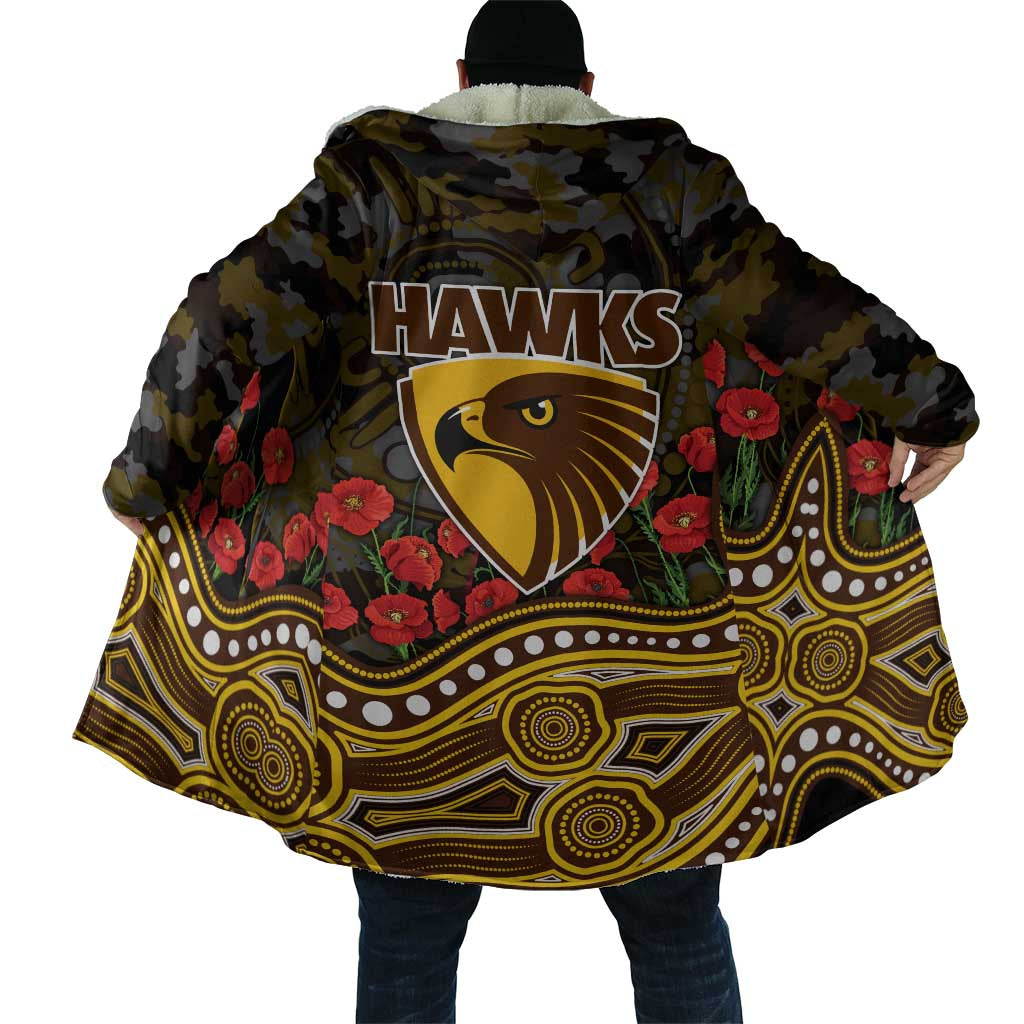 Hawthorn Hawks ANZAC Day Cloak Indigenous Dot Art with Poppy Flower Tribute