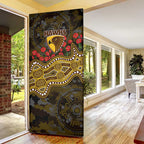 Hawthorn Hawks ANZAC Day Door Cover Indigenous Dot Art with Poppy Flower Tribute