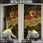 Hawthorn Hawks ANZAC Day Door Cover Indigenous Dot Art with Poppy Flower Tribute
