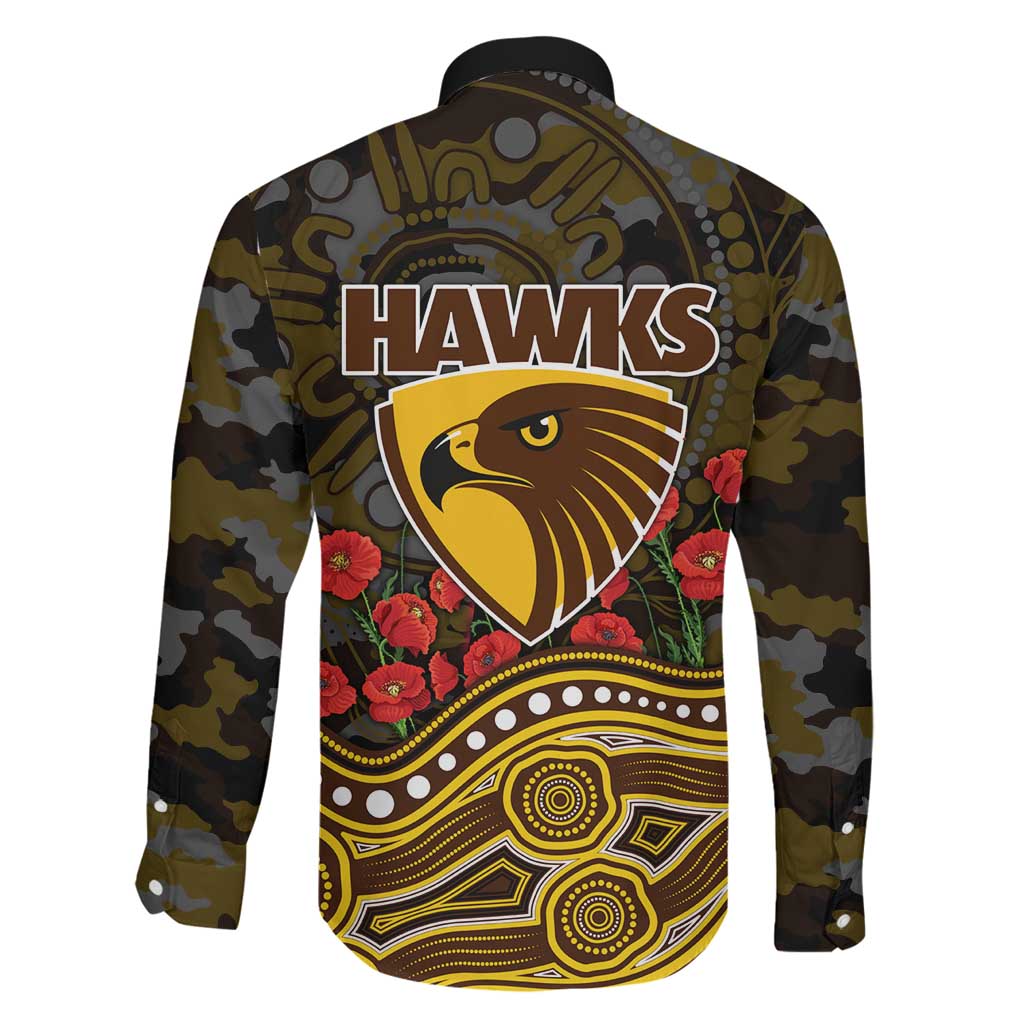 Hawthorn Hawks ANZAC Day Family Matching Puletasi and Hawaiian Shirt Indigenous Dot Art with Poppy Flower Tribute