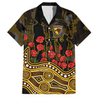 Hawthorn Hawks ANZAC Day Family Matching Summer Maxi Dress and Hawaiian Shirt Indigenous Dot Art with Poppy Flower Tribute