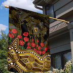 Hawthorn Hawks ANZAC Day Garden Flag Indigenous Dot Art with Poppy Flower Tribute