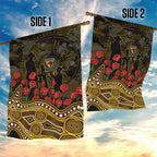 Hawthorn Hawks ANZAC Day Garden Flag Indigenous Dot Art with Poppy Flower Tribute