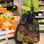 Hawthorn Hawks ANZAC Day Grocery Bag Indigenous Dot Art with Poppy Flower Tribute
