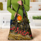 Hawthorn Hawks ANZAC Day Grocery Bag Indigenous Dot Art with Poppy Flower Tribute