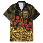 Hawthorn Hawks ANZAC Day Hawaiian Shirt Indigenous Dot Art with Poppy Flower Tribute