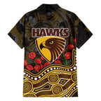 Hawthorn Hawks ANZAC Day Hawaiian Shirt Indigenous Dot Art with Poppy Flower Tribute