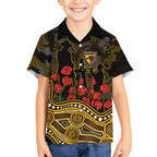 Hawthorn Hawks ANZAC Day Hawaiian Shirt Indigenous Dot Art with Poppy Flower Tribute
