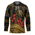 Hawthorn Hawks ANZAC Day Hockey Jersey Indigenous Dot Art with Poppy Flower Tribute