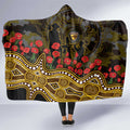 Hawthorn Hawks ANZAC Day Hooded Blanket Indigenous Dot Art with Poppy Flower Tribute