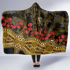 Hawthorn Hawks ANZAC Day Hooded Blanket Indigenous Dot Art with Poppy Flower Tribute