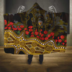 Hawthorn Hawks ANZAC Day Hooded Blanket Indigenous Dot Art with Poppy Flower Tribute