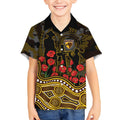 Hawthorn Hawks ANZAC Day Kid Hawaiian Shirt Indigenous Dot Art with Poppy Flower Tribute