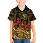Hawthorn Hawks ANZAC Day Kid Hawaiian Shirt Indigenous Dot Art with Poppy Flower Tribute