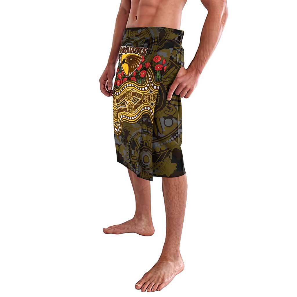 Hawthorn Hawks ANZAC Day Lavalava Indigenous Dot Art with Poppy Flower Tribute