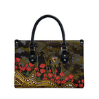Hawthorn Hawks ANZAC Day Leather Bag Indigenous Dot Art with Poppy Flower Tribute