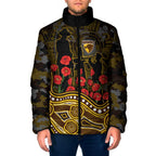 Hawthorn Hawks ANZAC Day Padded Jacket Indigenous Dot Art with Poppy Flower Tribute