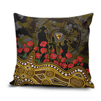 Hawthorn Hawks ANZAC Day Pillow Cover Indigenous Dot Art with Poppy Flower Tribute