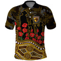Hawthorn Hawks ANZAC Day Polo Shirt Indigenous Dot Art with Poppy Flower Tribute