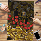 Hawthorn Hawks ANZAC Day Puzzle Indigenous Dot Art with Poppy Flower Tribute