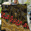 Hawthorn Hawks ANZAC Day Quilt Indigenous Dot Art with Poppy Flower Tribute