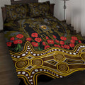 Hawthorn Hawks ANZAC Day Quilt Bed Set Indigenous Dot Art with Poppy Flower Tribute