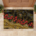 Hawthorn Hawks ANZAC Day Rubber Doormat Indigenous Dot Art with Poppy Flower Tribute