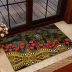 Hawthorn Hawks ANZAC Day Rubber Doormat Indigenous Dot Art with Poppy Flower Tribute