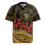 Hawthorn Hawks ANZAC Day Rugby Jersey Indigenous Dot Art with Poppy Flower Tribute