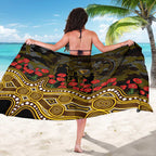 Hawthorn Hawks ANZAC Day Sarong Indigenous Dot Art with Poppy Flower Tribute