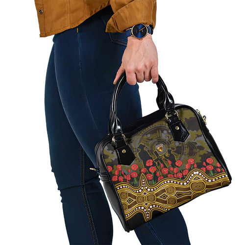 Hawthorn Hawks ANZAC Day Shoulder Handbag Indigenous Dot Art with Poppy Flower Tribute