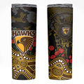 Hawthorn Hawks ANZAC Day Skinny Tumbler Indigenous Dot Art with Poppy Flower Tribute