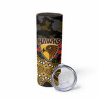Hawthorn Hawks ANZAC Day Skinny Tumbler Indigenous Dot Art with Poppy Flower Tribute