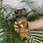 Hawthorn Hawks ANZAC Day Skinny Tumbler Indigenous Dot Art with Poppy Flower Tribute
