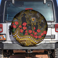Hawthorn Hawks ANZAC Day Spare Tire Cover Indigenous Dot Art with Poppy Flower Tribute