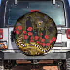 Hawthorn Hawks ANZAC Day Spare Tire Cover Indigenous Dot Art with Poppy Flower Tribute