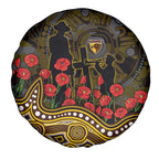 Hawthorn Hawks ANZAC Day Spare Tire Cover Indigenous Dot Art with Poppy Flower Tribute