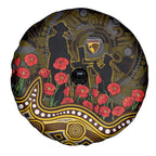 Hawthorn Hawks ANZAC Day Spare Tire Cover Indigenous Dot Art with Poppy Flower Tribute