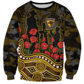 Hawthorn Hawks ANZAC Day Sweatshirt Indigenous Dot Art with Poppy Flower Tribute